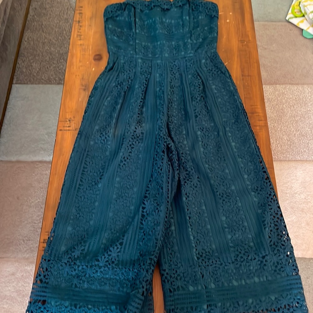 EUC Anthropologie (Greylin brand) teal strapless romper size smalll